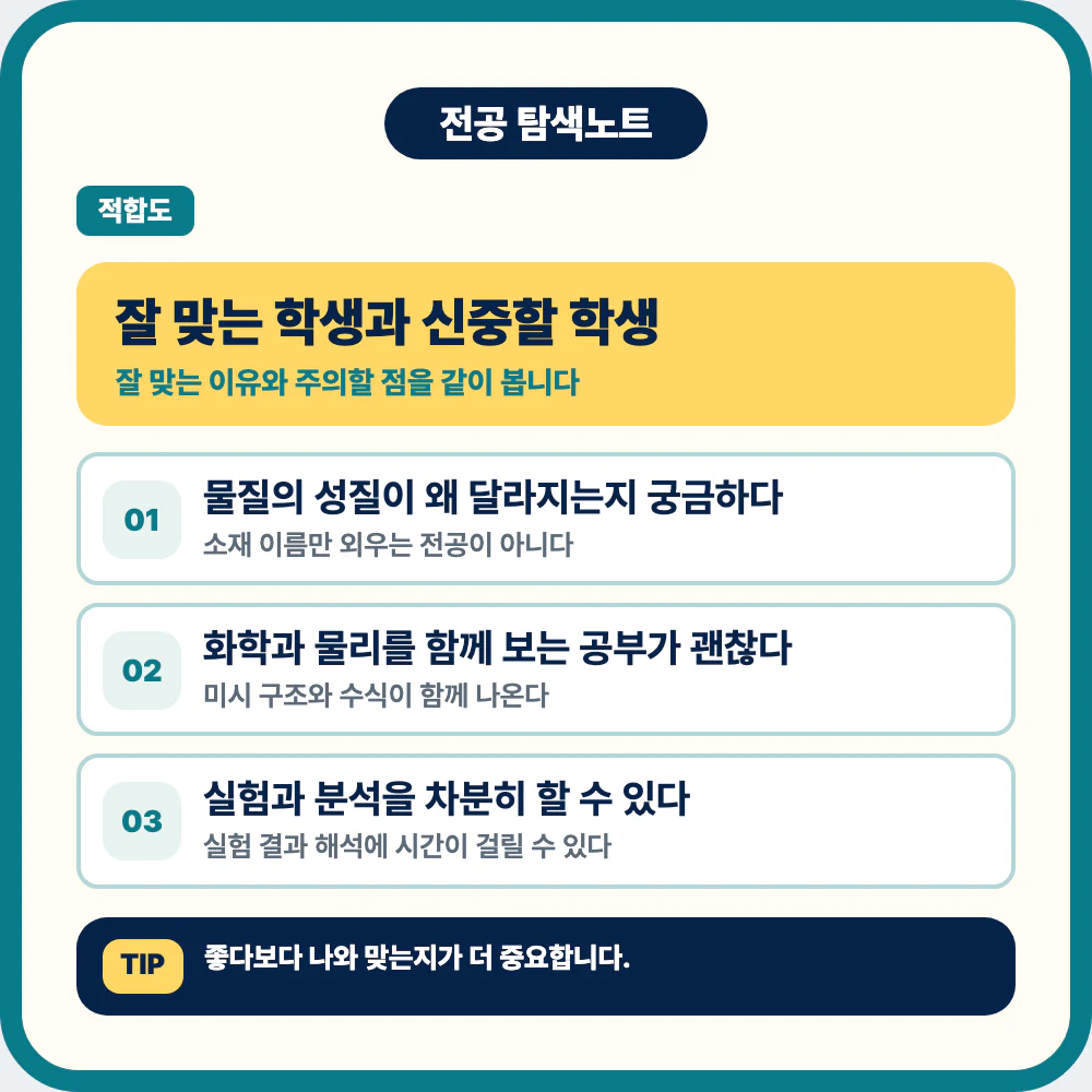 신소재공학과에 잘 맞는 학생 유형과 주의점 안내 이미지