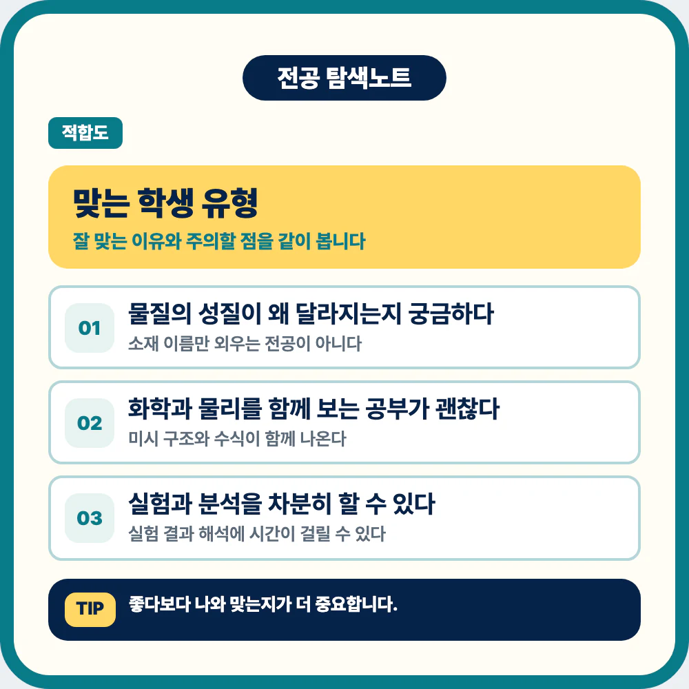 신소재공학과에 맞는 학생 유형과 성향 체크 이미지