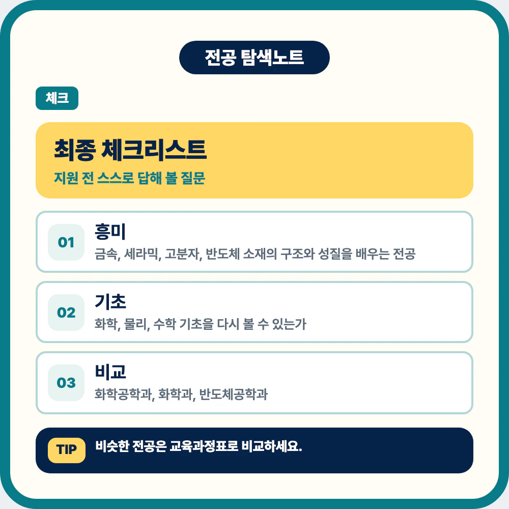 신소재공학과 선택 전 최종 체크리스트 이미지