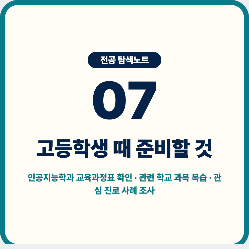 고등학생 인공지능학과 준비 방법과 교육과정표 확인 이미지