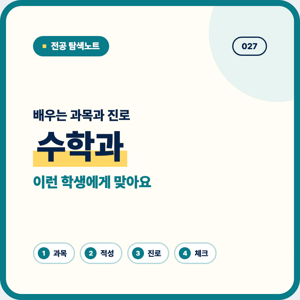 수학과 배우는 과목과 졸업 후 진로를 정리한 대표 이미지