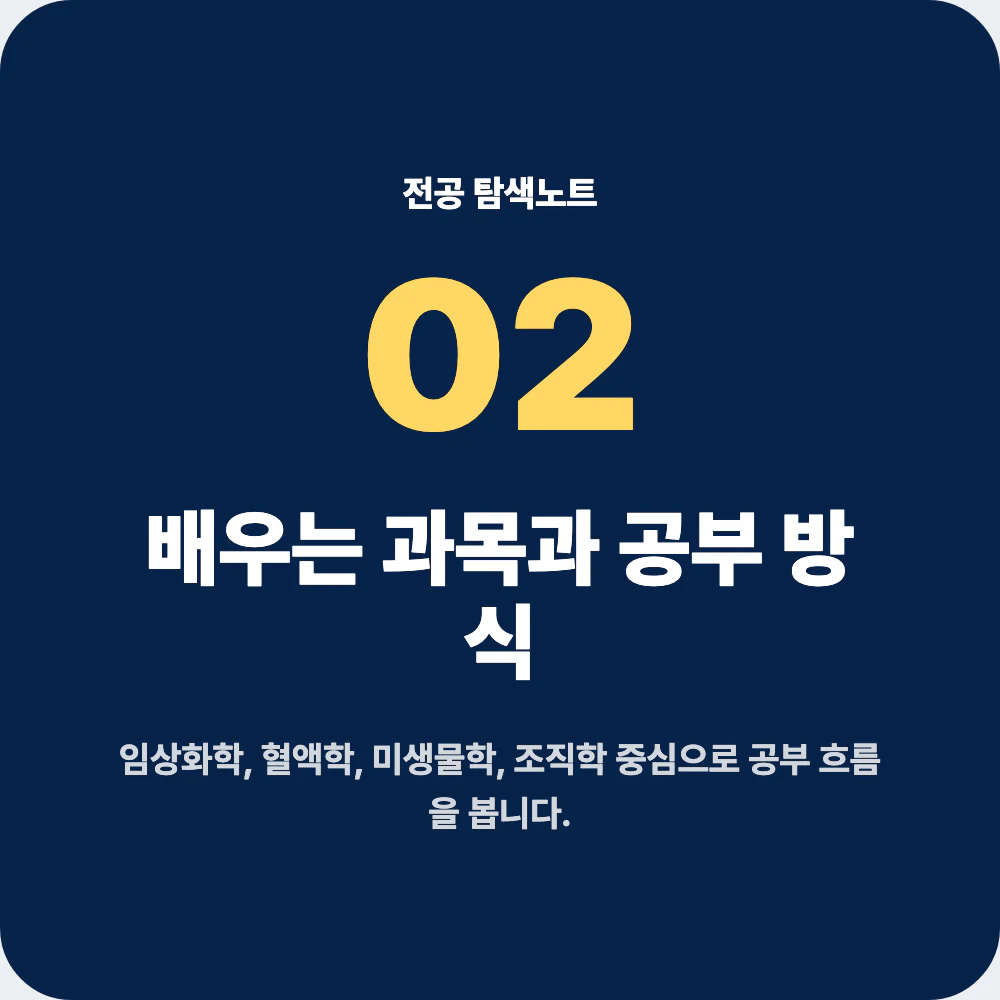 임상병리학과 배우는 과목과 공부 방식 안내 이미지