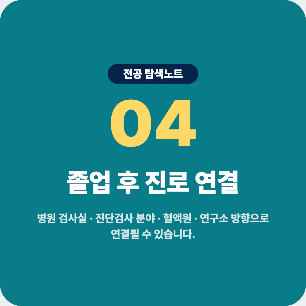 임상병리학과 졸업 후 진로 병원 검사실 진단검사 혈액원 연구소 이미지