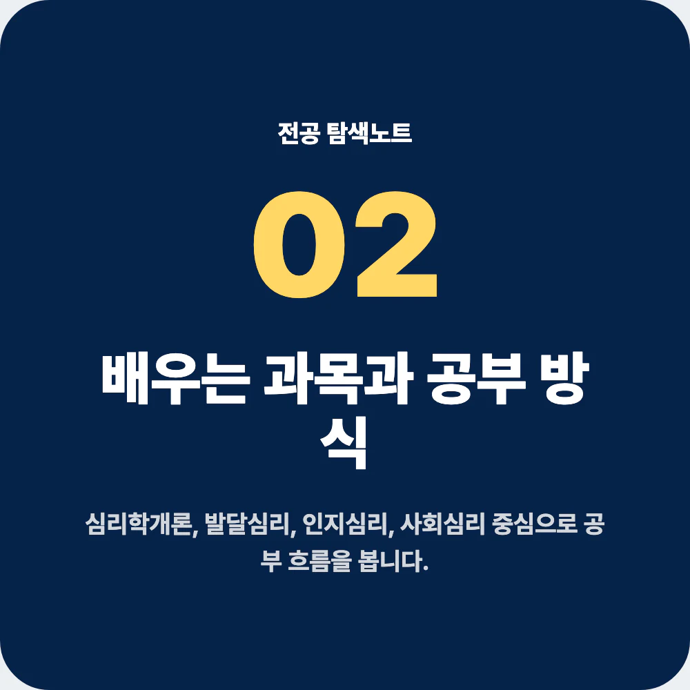 심리학과 과목과 공부 방식을 설명하는 교육과정 이미지