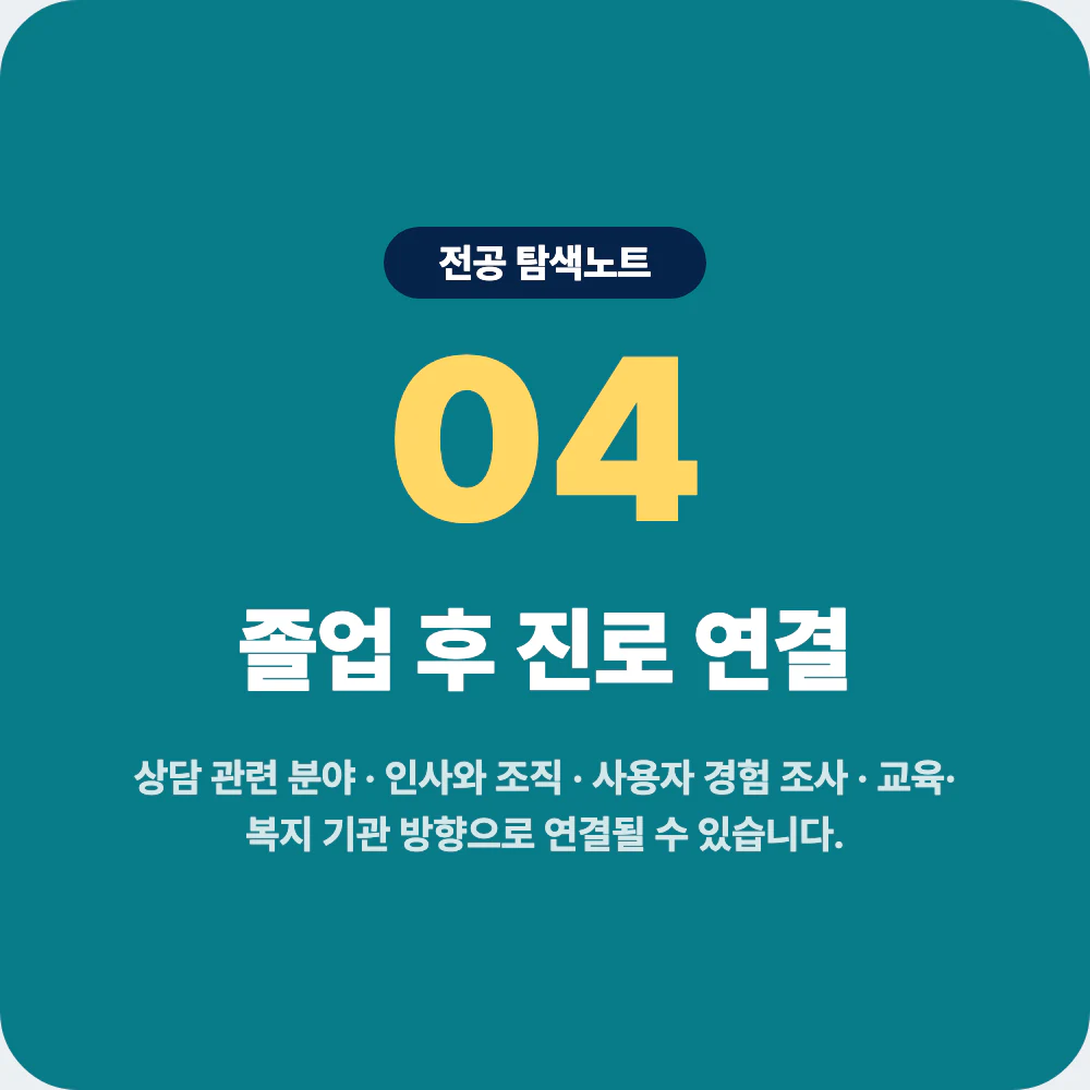 심리학과 졸업 후 상담 인사 조직 사용자 경험 조사 진로 연결 이미지