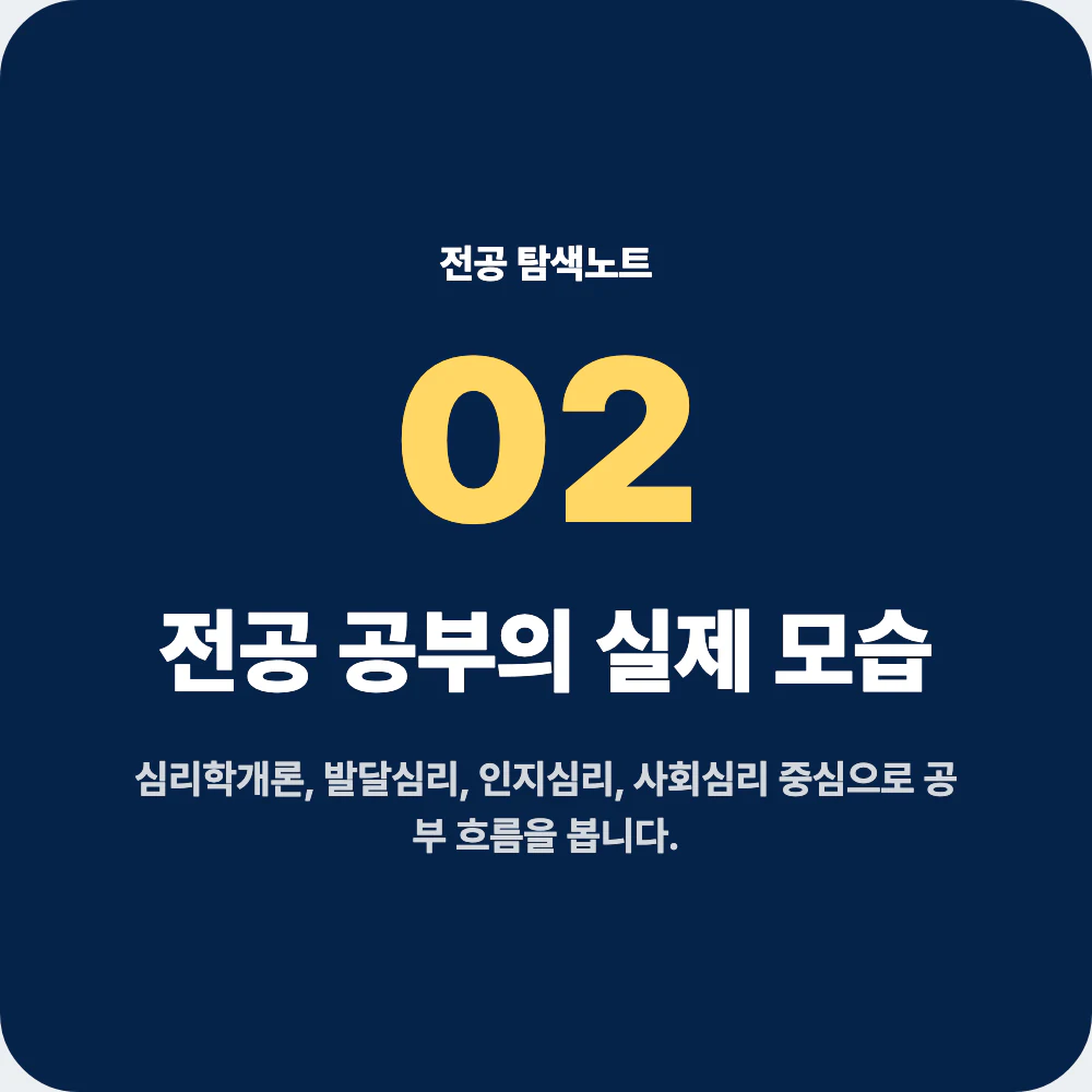 심리학과 전공 공부의 실제 모습과 대표 과목 안내 이미지