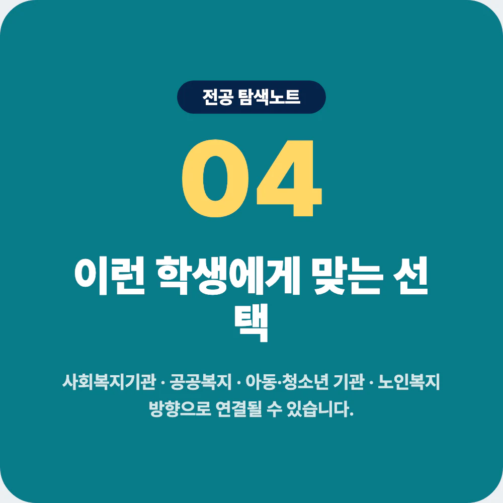 사회복지학과와 심리학과 아동학과 보건행정학과 행정학과 비교 이미지