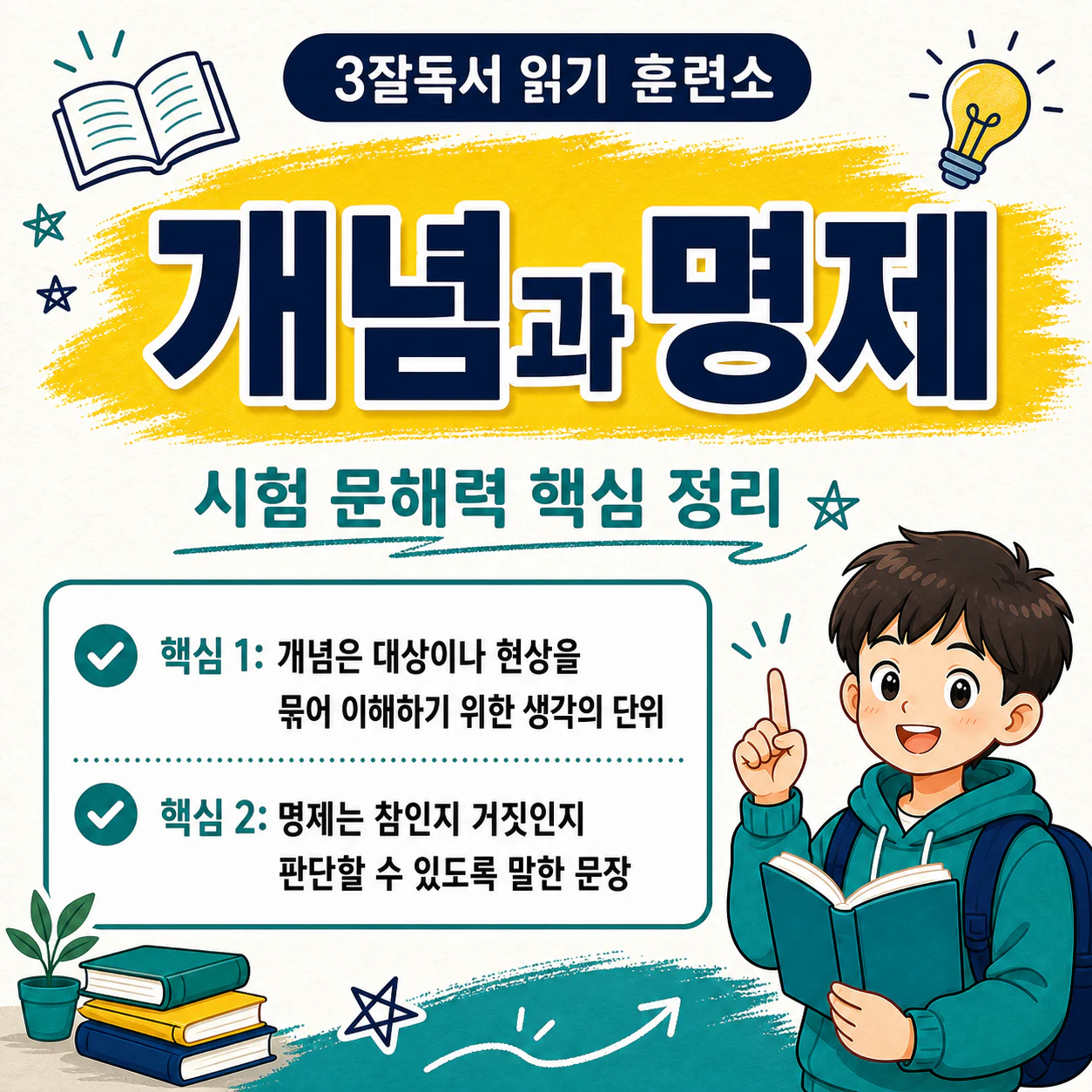 개념과 명제의 정의 및 핵심 차이를 설명하는 학습 자료