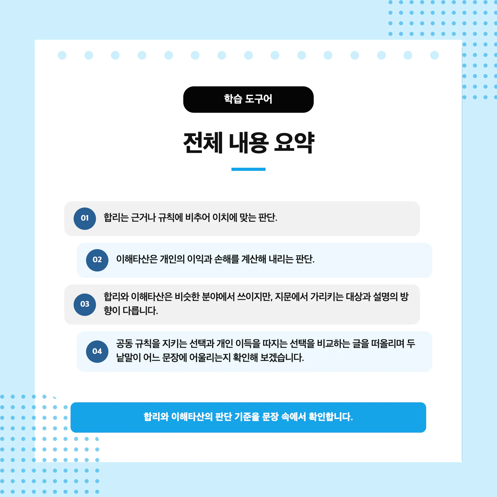 합리와 이해타산이 가리키는 대상과 설명 범위를 구분하는 독해 방법