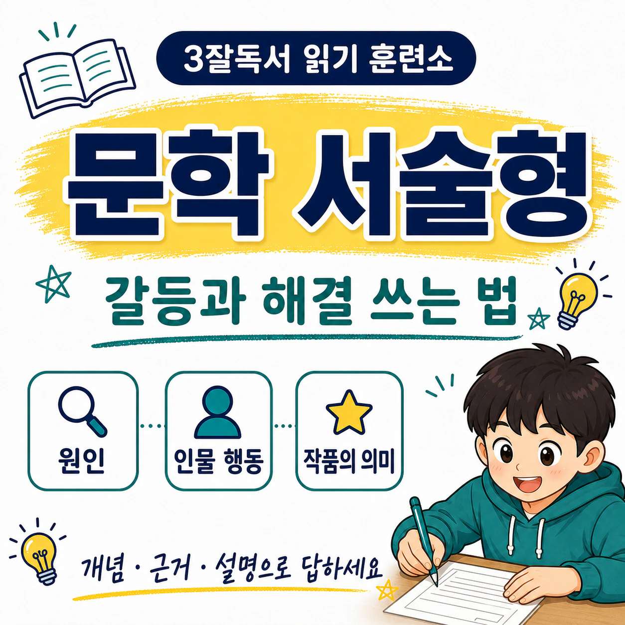 옥수수 뺑소니와 홍길동전의 갈등과 해결을 활용한 문학 서술형 답안 작성법 안내 이미지