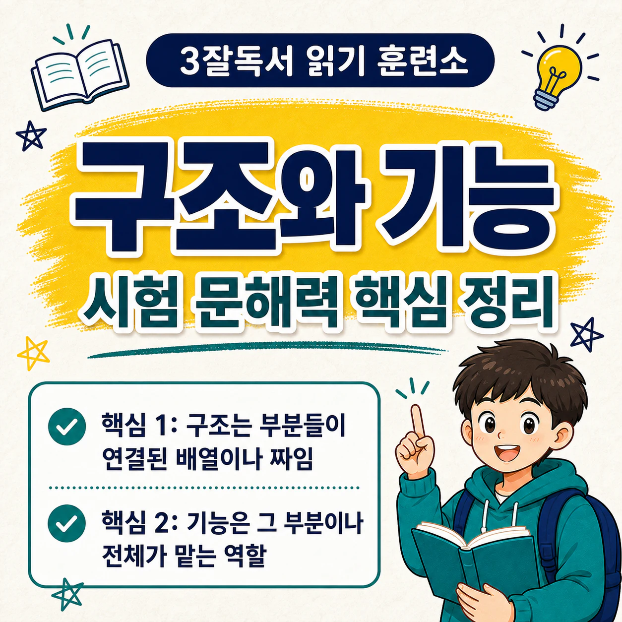 구조와 기능의 뜻과 문장 속 차이를 설명하는 핵심 요약 이미지