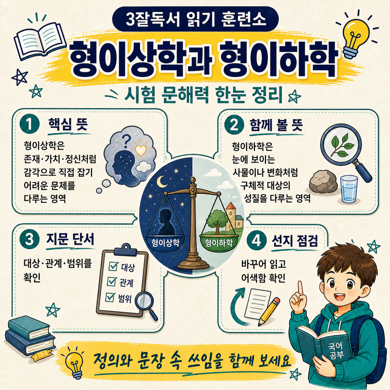 형이상학과 형이하학 개념을 자기 말로 설명하는 3잘독서 독해 훈련