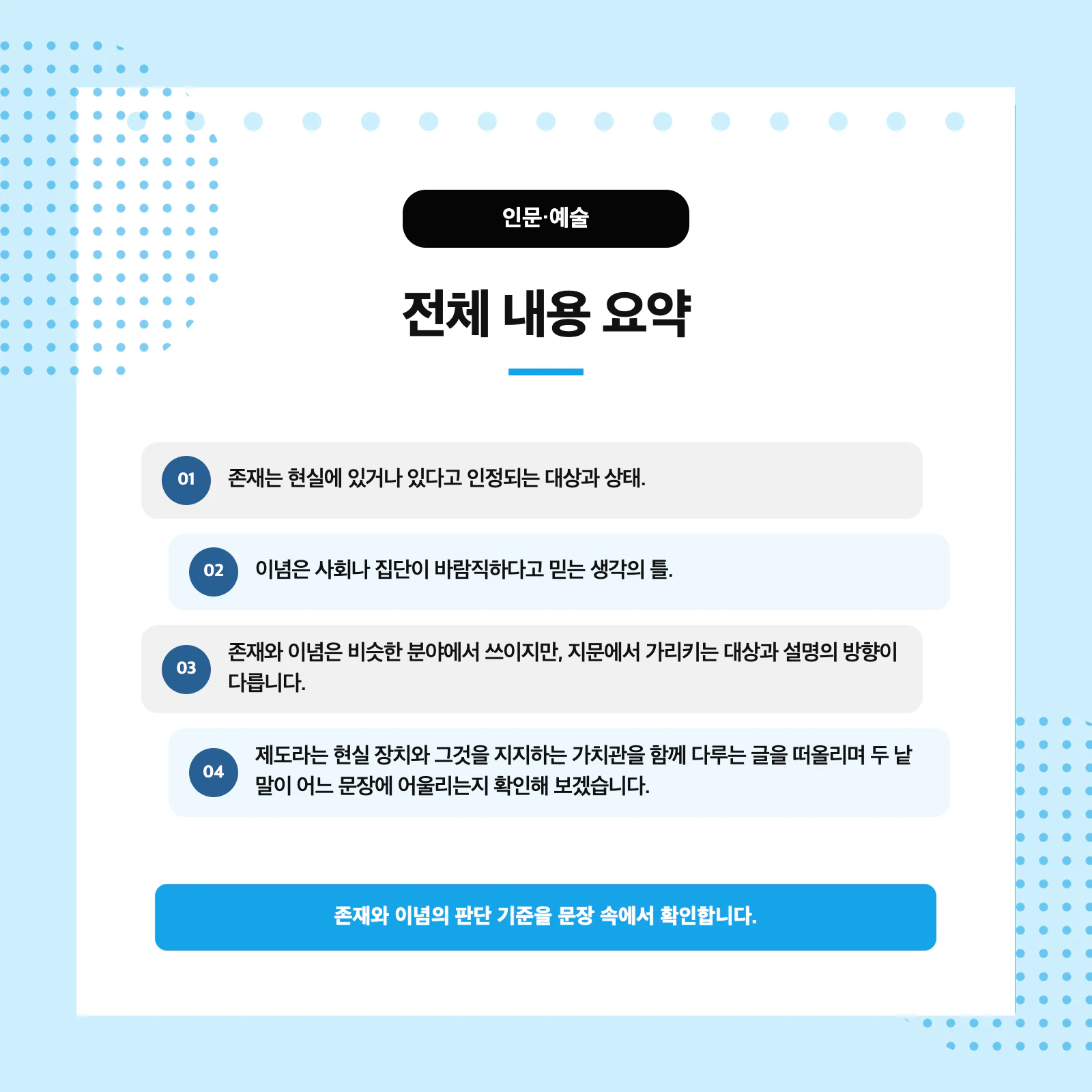 문장 속 대상과 설명 범위로 존재와 이념을 구분하는 방법