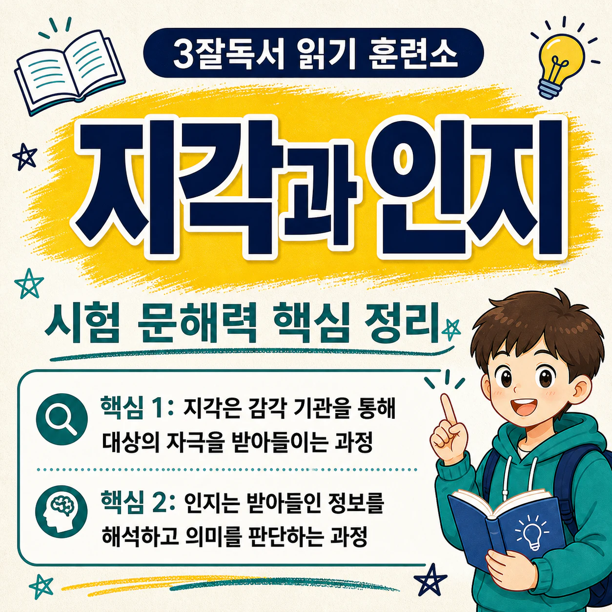 지각과 인지의 핵심 차이를 설명하는 개념 요약 이미지