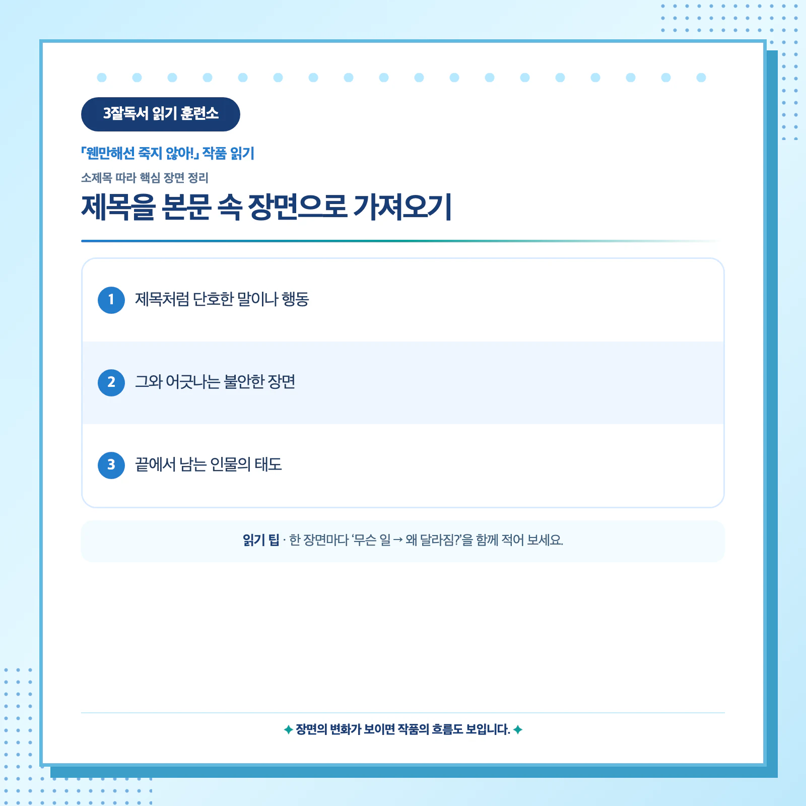 웬만해선 죽지 않아 제목과 본문 장면을 연결하는 세 가지 독서 단서 이미지