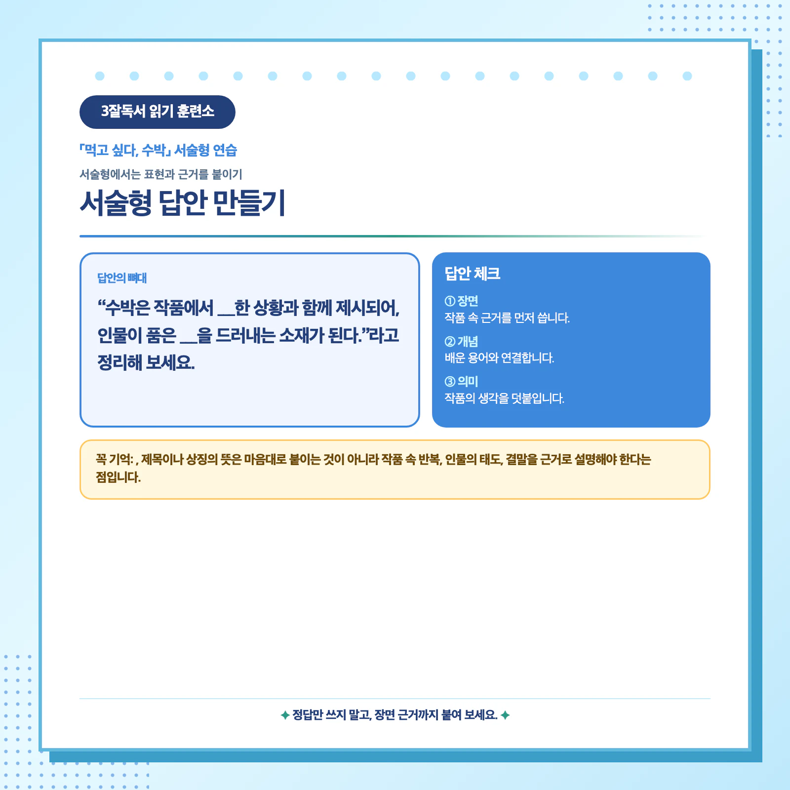 먹고 싶다 수박의 표현과 장면 근거를 활용한 서술형 답안 작성법 이미지